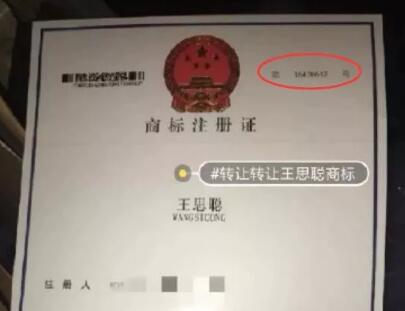 64万！“王思聪”商标被公然叫卖，谁给你的勇气